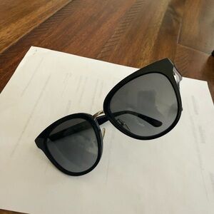 Jimmy Choo Black Glossy Cat-Eye Sunglasses